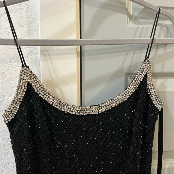 NWT Mac Duggal 93551 Beaded Spaghetti Strap Column Embellished Gown - Picture 5 of 10